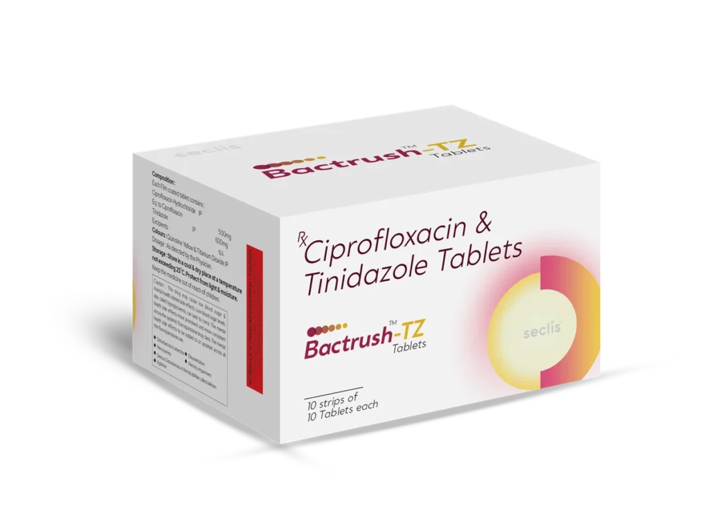BACTRUSH™ TZ Tablets 10*10 BLI carton pack shot