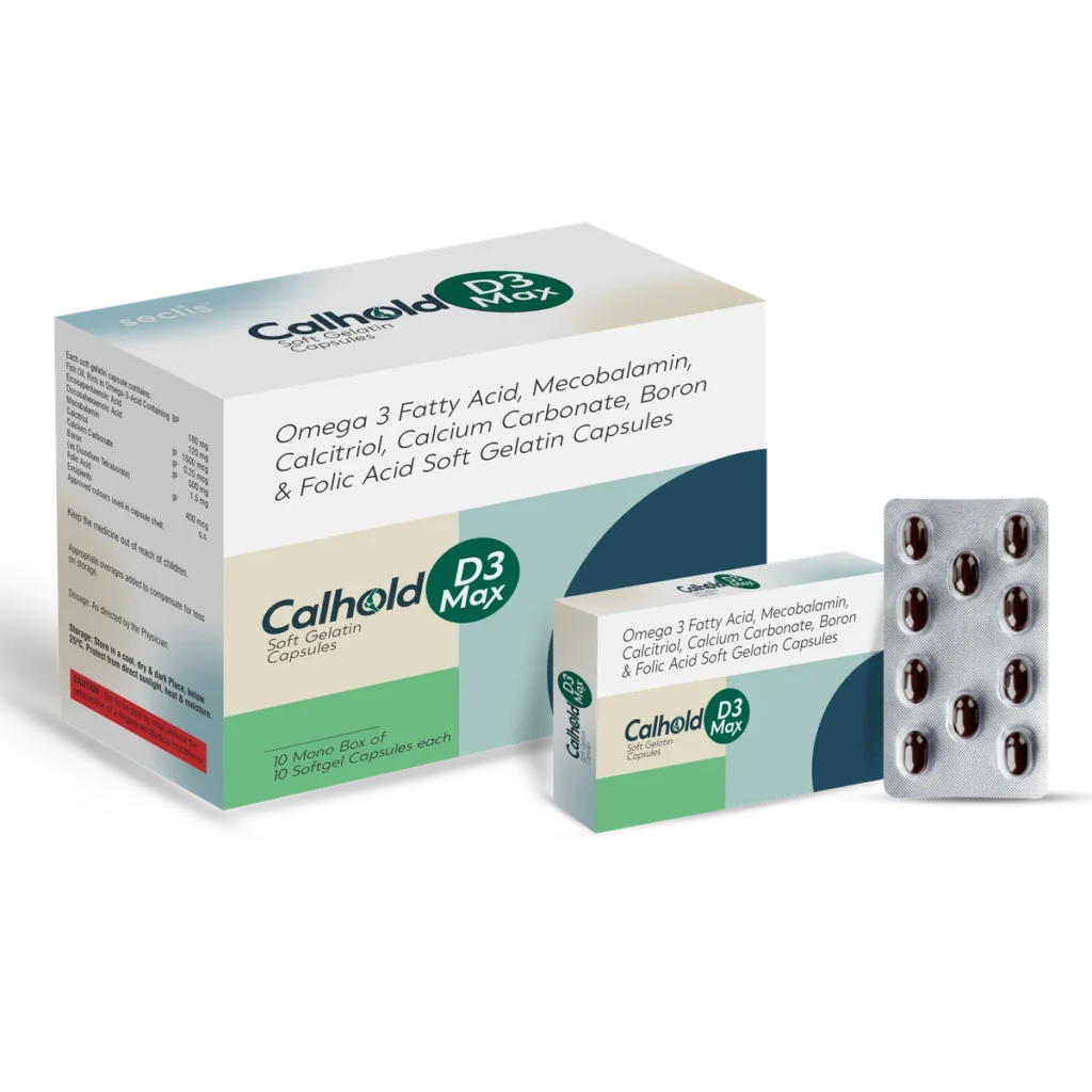 CALHOLD D3 MAX Soft Gelatin Capsules 10*1*10 pack shot