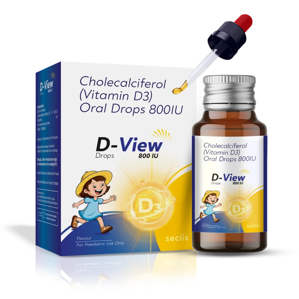D-VIEW 800 Drops 30 ml with dropper (Glass botttle) pack shot