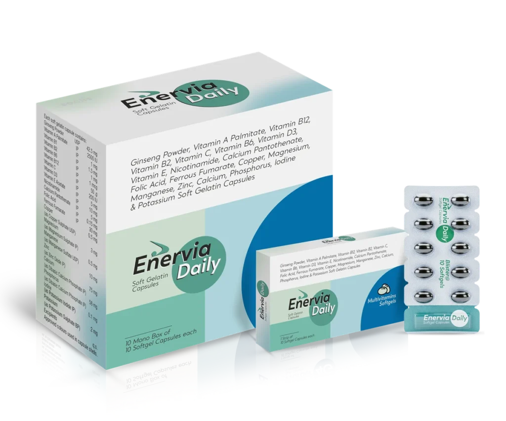 ENERVIA DAILY Soft Gelatin Capsules 10*1*10 pack shot