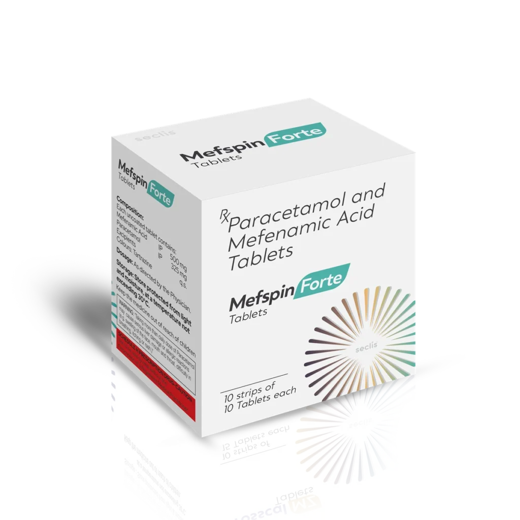 MEFSPIN FORTE Tablets 10*10 BLI carton pack shot