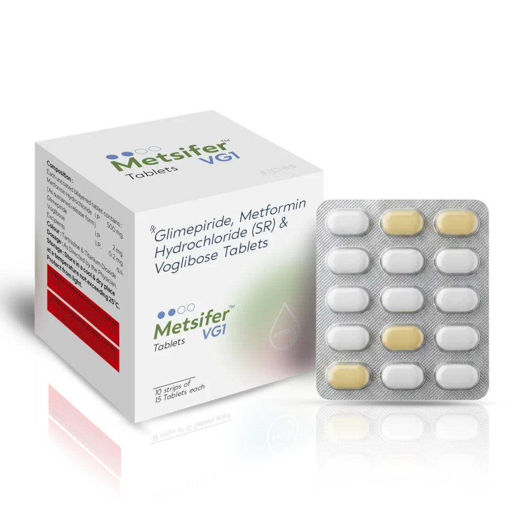 METSIFER™ VG1 Tablets (Bi-Layered) 10x15 BLI (BILAYERED) (IN O2 SIDE CUT DYE) pack shot
