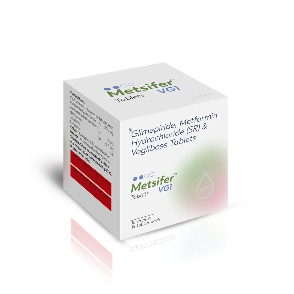 METSIFER™ VG1 Tablets (Bi-Layered) 10x15 BLI (BILAYERED) (IN O2 SIDE CUT DYE) carton pack shot