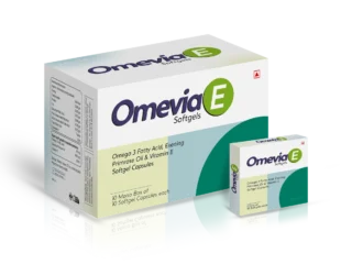 OMEVIA-E Soft Gelatin Capsules 10*1*10 carton pack shot
