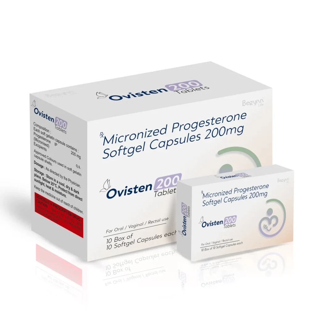 OVISTEN 200 Soft Gelatin Capsules 10*1*10 Blister carton pack shot