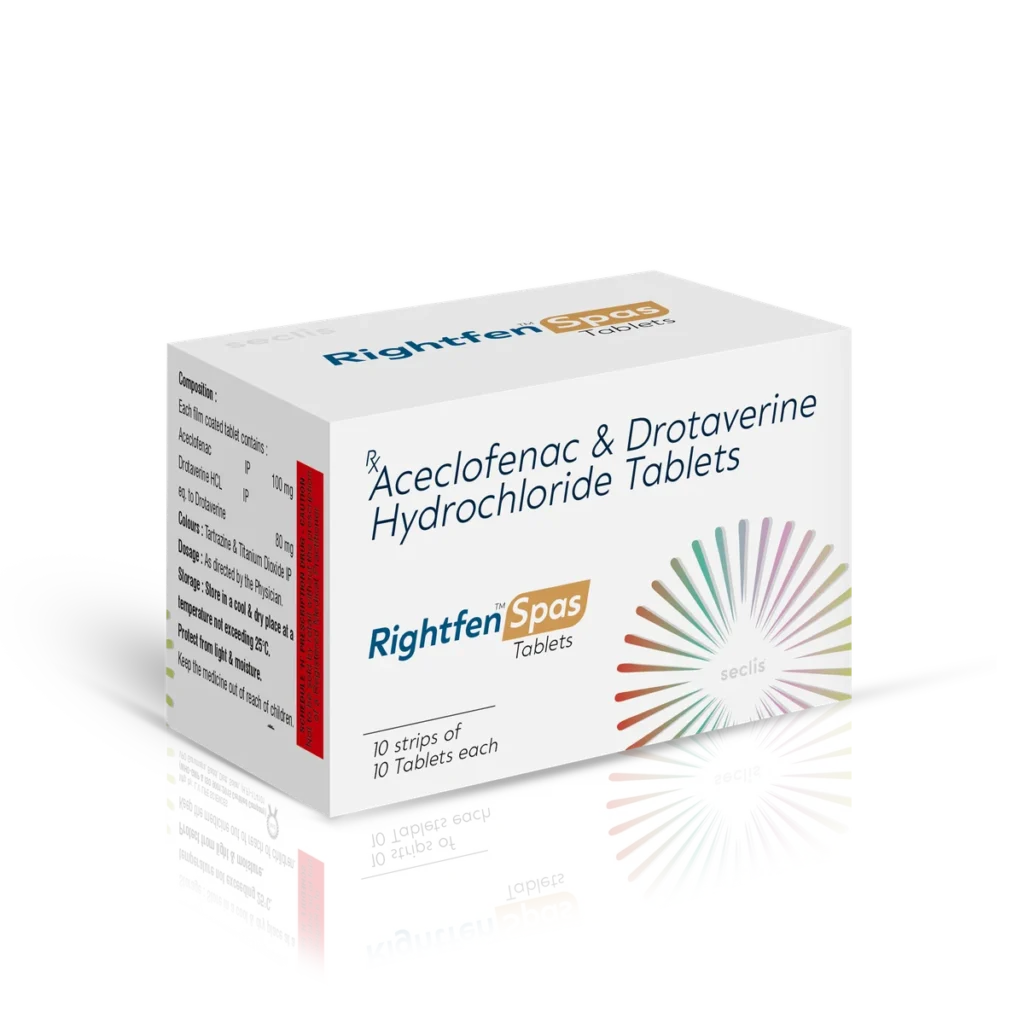RIGHTFEN™ SPAS Tablets 10*10 ALU carton pack shot