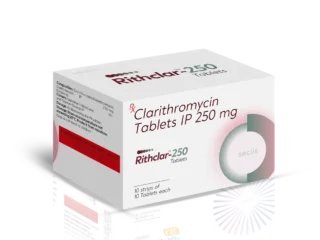 RITHCLAR™ 250 Tablets 10*10 BLI (YELLOW COLOR ABBOTT TYPE) carton pack shot
