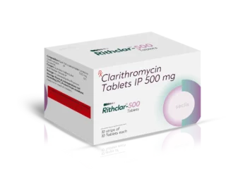 RITHCLAR™ 500 Tablets 10*10 BLI (YELLOW COLOR ABBOTT TYPE) carton pack shot