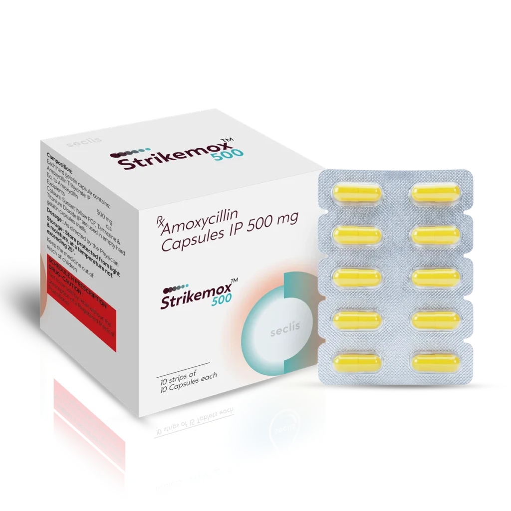 STRIKEMOX™ 500 Capsules 10*10 BLI pack shot