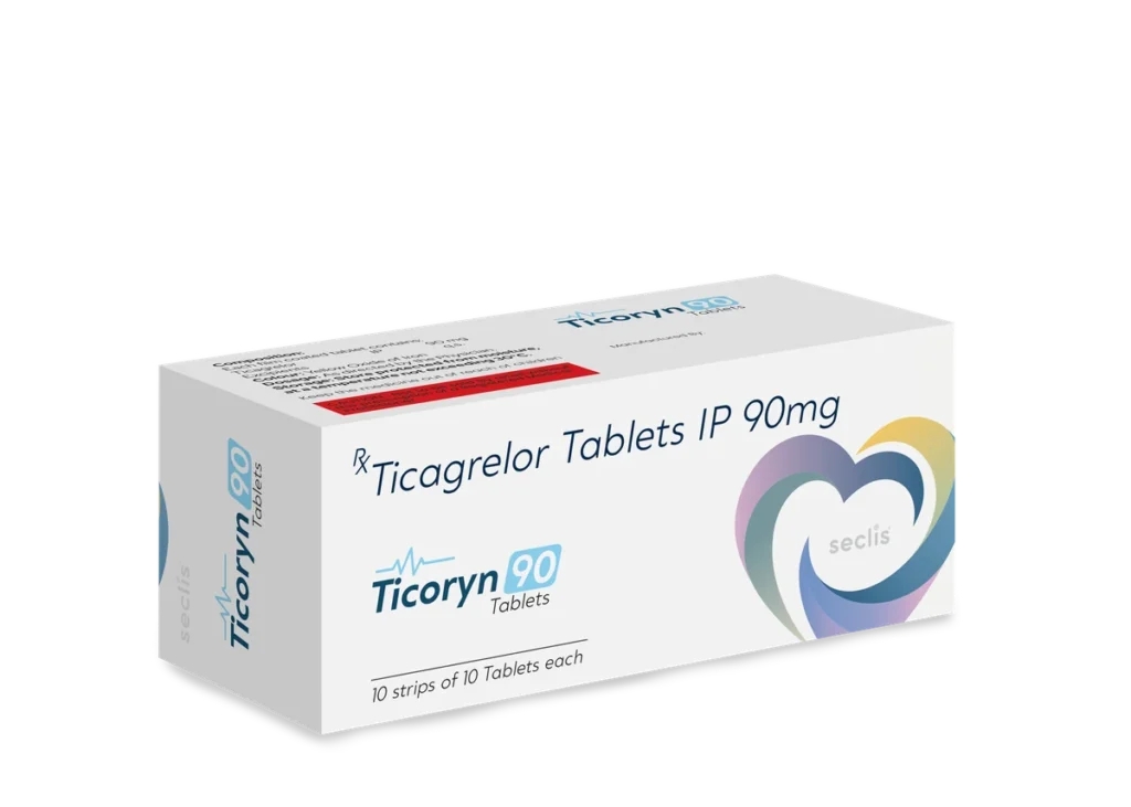 TICORYN 90 Tablets 10*14 (BRILINTA DYE) carton pack shot