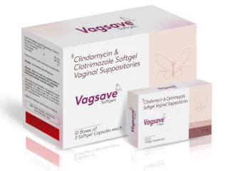 VAGSAVE Soft Gelatin Vaginal Capsules 10*1*3 without Applicator carton pack shot