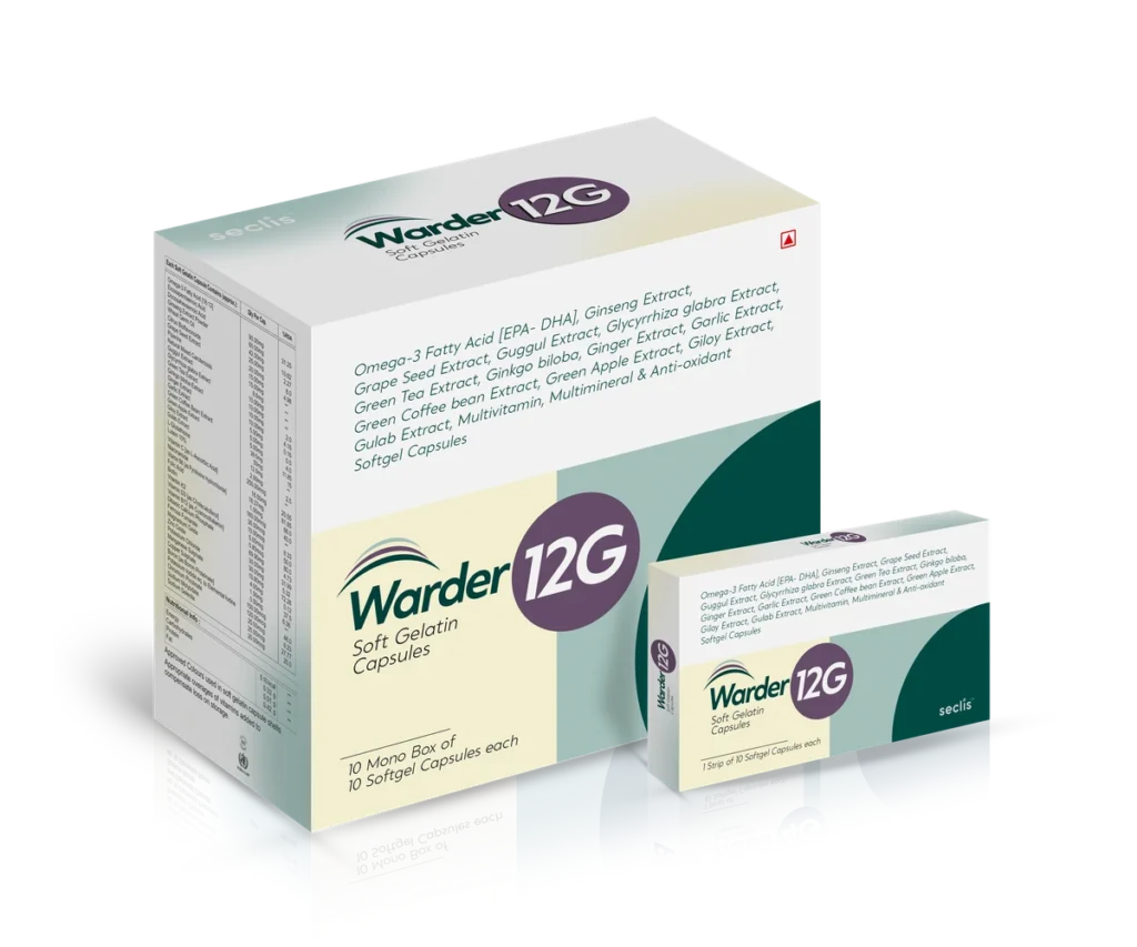 WARDER 12G Soft Gelatin Capsules 10*1*10 (Food Supplement) carton pack shot